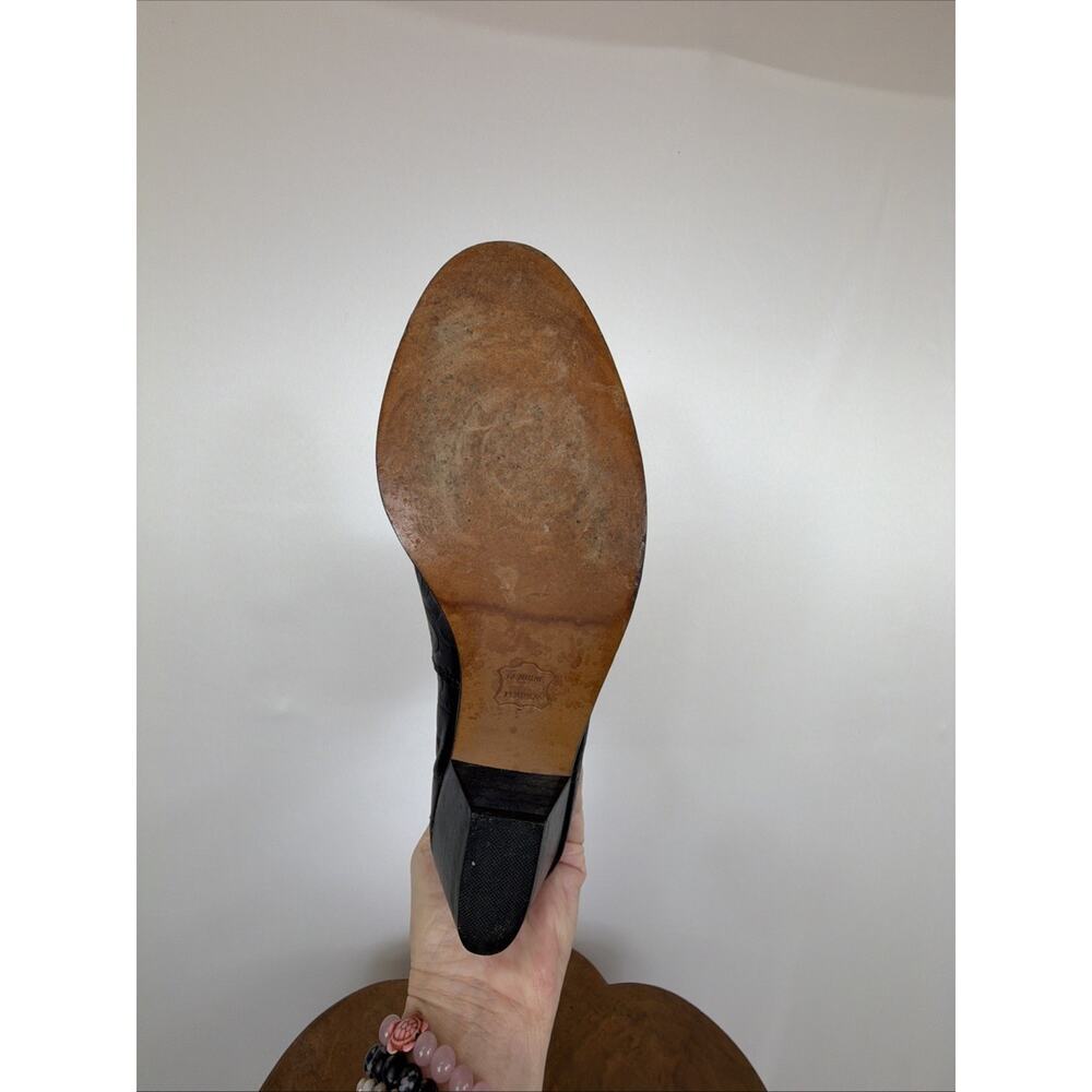 Tictactoes Black Embossed Leather Short Booties Western Boots Women's Size 9 USA - Picture 9 of 9